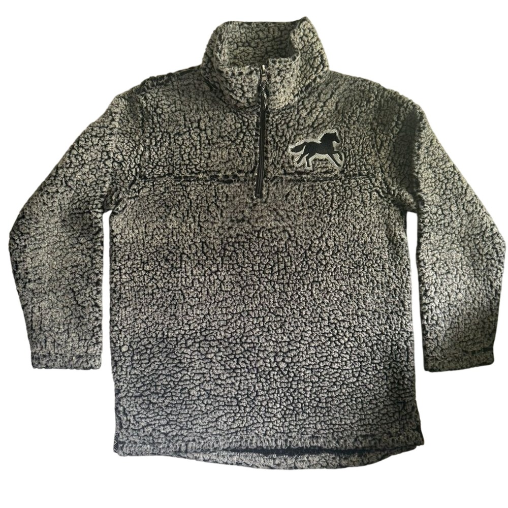 Back In‎ The Saddle Gray Canter Fleece Medium Horse Patch Quarter Zip Pullover